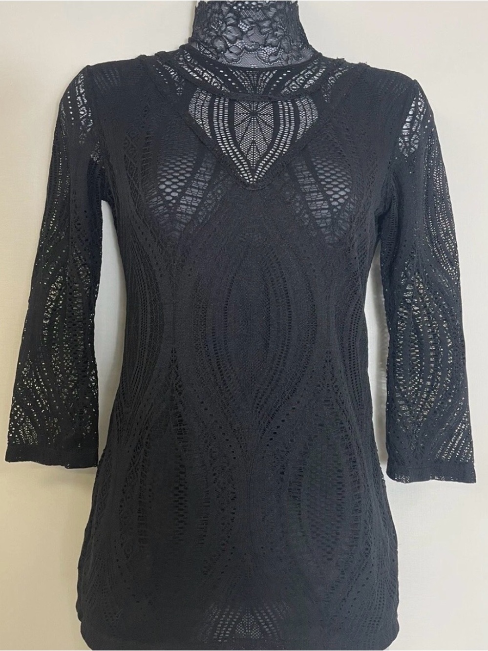 Free People Black Lace Top